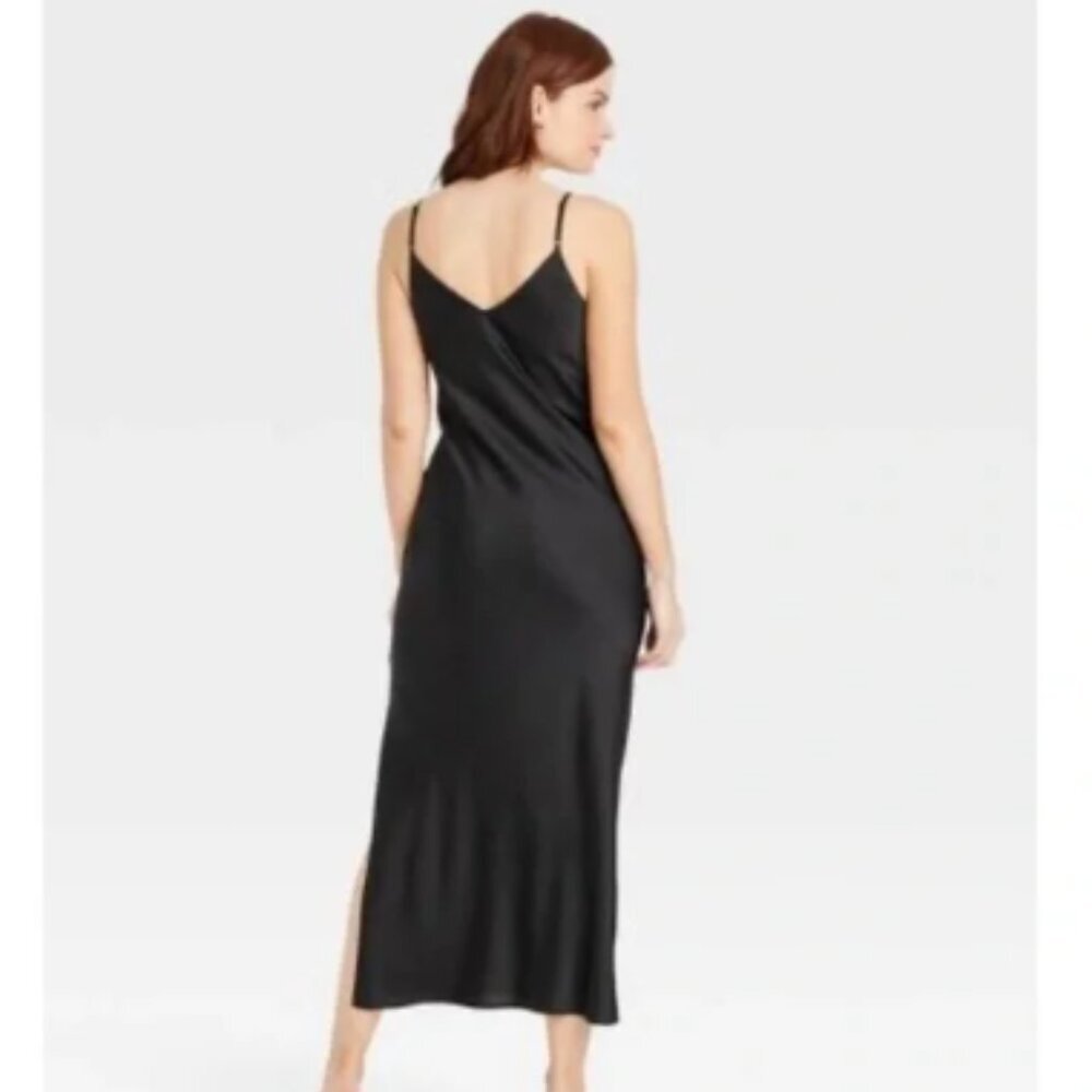 a new day Black Satin Midi Dress with adjustable straps 3X & 4X - Picture 3 of 6
